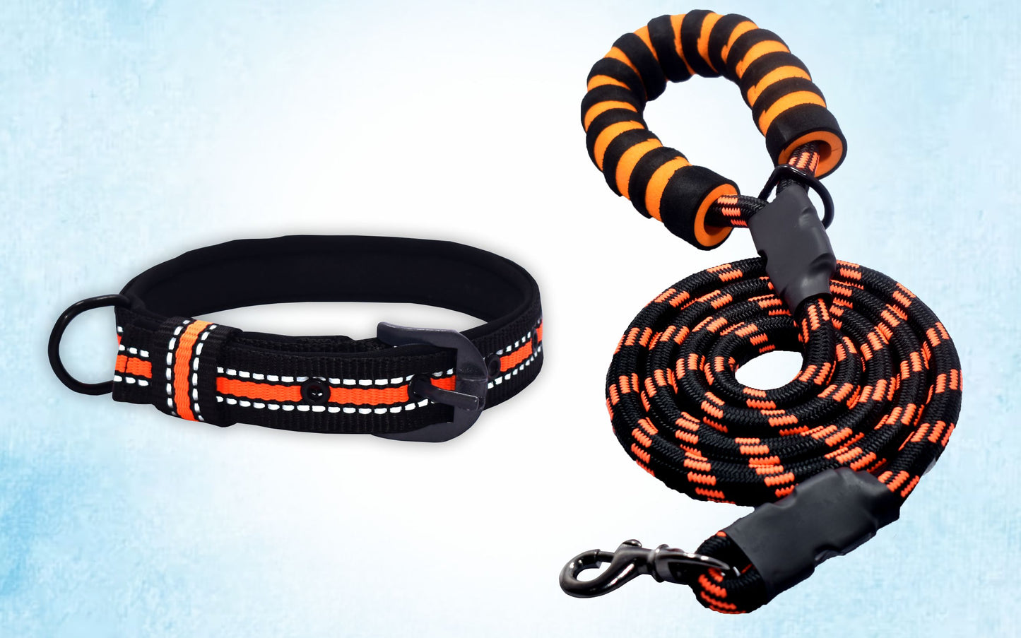 PETRENDS Reflective Collar & Rope Set - Orange - Medium
